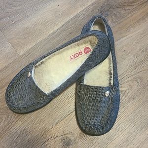 Roxy Grey & Black Tweed Slip-On Flats Sz. 8